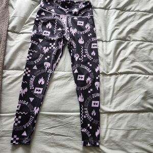 Zumba Fitness Black and Purple Graphic Leggings